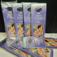 Lot/7 80s CVS Drugstore Sheer To Waist Pantyhose Queen +1 Pack Knee Highs
