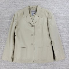 VTG AKA Eddie Bauer Silk Blend Jacket 10 Womens Cream Tan Lined Preppy Academia