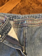 ESCADA VTG LIGHT WASHED RHINESTONE BEADED JEANS SZ44EU(10-12 US)MADE IN TURKEY