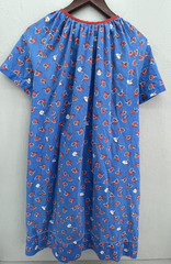 Muumuu Dress Komar Large Blue Floral 70s Lounge Wear Pocket VTG No Size Tag