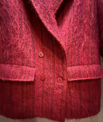 Jaeger Vintage Red Double-Breasted Mohair Wool Jacket Blazer Size 10
