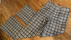 Vtg 1970s Maverick Plaid Pants XS 24×31 Green Red Checkered Bell Bottoms EUC