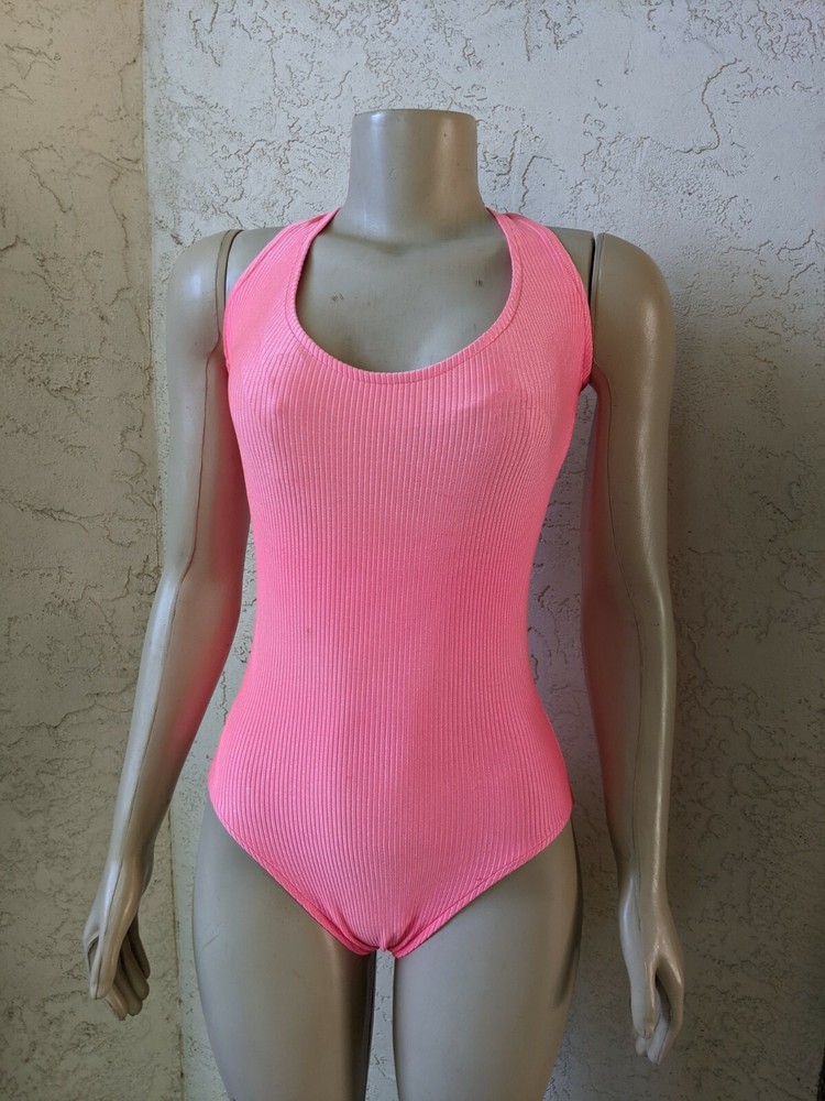 Vintage Women’s Rose Marie Reid Bathing Suit one piece 1970s Neon Pink Size 12