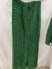 Vintage 70s Emerald Crochet Skirt/Jacket Couture Weighted Hem, Designer Estate