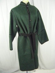 YVES SAINT LAURENT RIVE GAUCHE Vtg 90s Dk Green Blk Wool Belt Coat 40-Bust 46/L