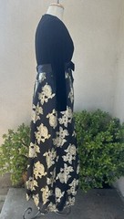 Vtg Glam Maxi Evening Dress Black Gold Velvet Brocade Chiffon 6 Sm Roger Milot