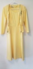 REAL Vintage 1960s Teena Paige Designer Dress Jacket Set YELLOW GREEN Flowers