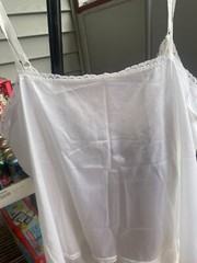 2 1970’s White Nylon Lace front camisole size 44 Union Made 18 inches long