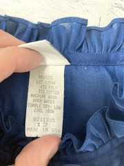 Vtg Terry Chicago Women’s Blue Collar Blouse Ruffle Large Cottagecore Cotton Bld