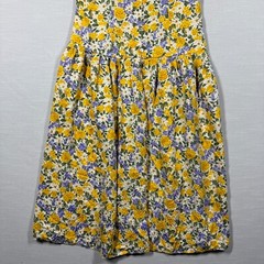 Vintage Maggy London Dress Womens 6 Yellow Button Up Pleated Romantic 80s Silk