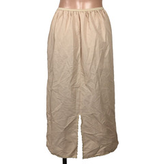 Vassarette half slip Beige sz M T Lace Elastic Waist Slit USA Antron III Nylon