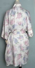 Vintage Laura Adams Satin Chemise Nightgown Robe Hydrangea 2 Pc Set L NWT