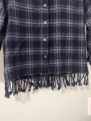 Vintage 90s Telluride Clothing Co. Wool Women’s Flannel Shirt Jacket Fringe Hem