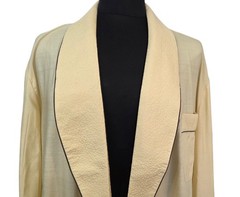 Vintage Peacock Robe 100% Silk Yellow Men’s XL Unisex Chinese Pockets Open NWOT