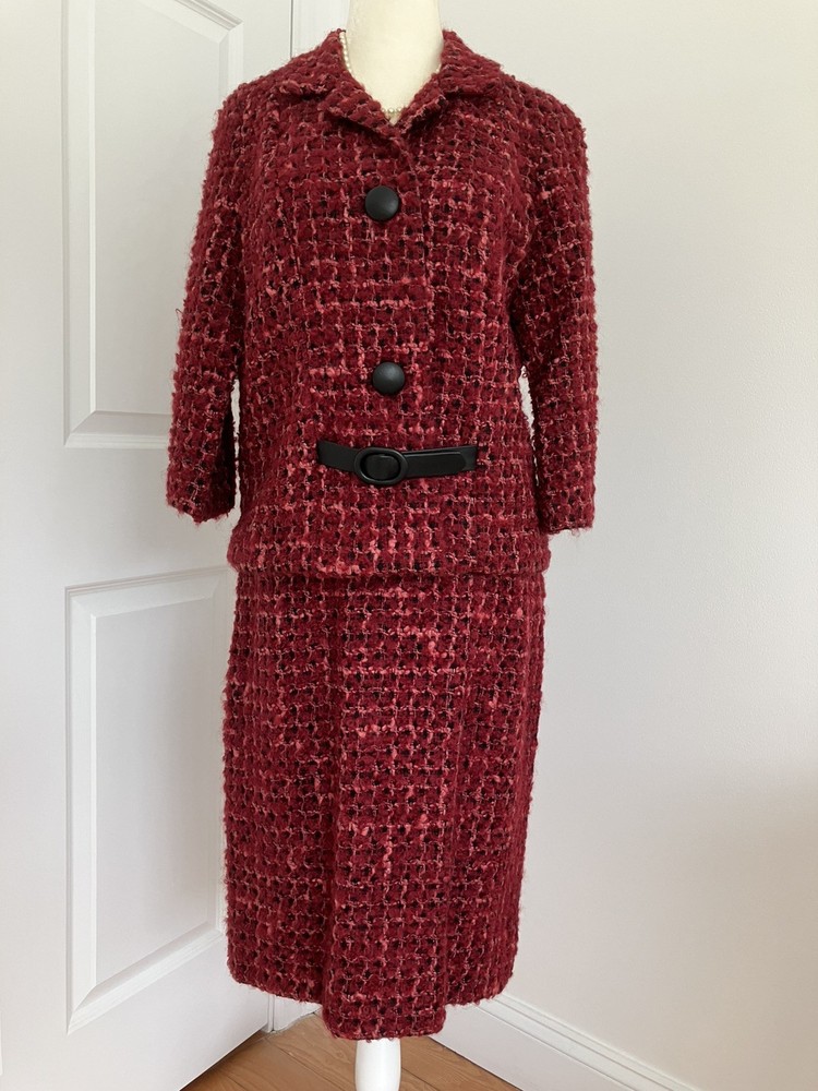 Vintage 40’s 50’s PHYLLIS Nubby Lined Wool Pencil Skirt Jacket Dress Suit! S-M