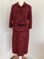Vintage 40’s 50’s PHYLLIS Nubby Lined Wool Pencil Skirt Jacket Dress Suit! S-M