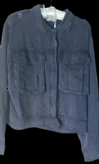 Young Broke Navy Utility Jacket, Lightweight, Button-Front, Preppy Style