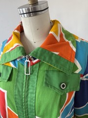 60s Mod Psychedelic Pop Art Print A-Line Swing Coat/ Statement Jacket/Mini Dress