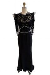 Dolce & Gabbana FW 2010 Runway Black Evening Gown w/ Crystal Trim IT 38