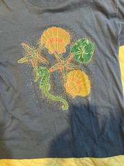 Vintage 1990s Fruit of the Loom Best Womens? T-Shirt Seashells/Starfish/SeaHorse