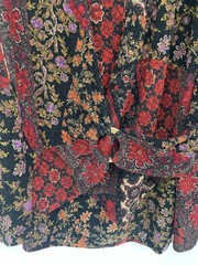 VTG Graff CA Blouse Top Floral Pullover Sz XL Wrap Faux 2 Pc Stretchy