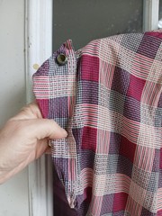1940s Cotton Red, White And Blue Plaid Dress