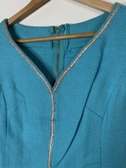 Vintage 1970’s Dress Women’s Blue Aline Midi Party Sleeveless