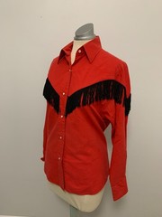 Vintage Kenny Rogers Western Collection Fringe Red Woman’s Shirt Sz 12