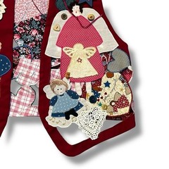 Handmade Angel Vest Patchwork Applique Embroidery Hearts Cottagecore 80s Teacher