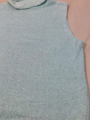 Vintage Y2K Sparkly Sleeveless Turtleneck Silk Angora Knit Top Aqua Blue Spring