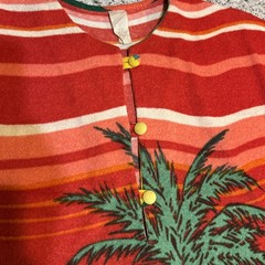 Vtg 70s Hawaiian Sunset Rainbow Palm Trees Micro Terrycloth Towel Maxi Dress M