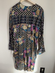 Vintage Floral Paisley Lady Carol Rayon Button Down Shirt Dress USA 16 NOS Boho