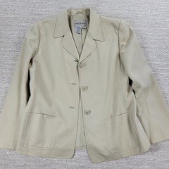 VTG AKA Eddie Bauer Silk Blend Jacket 10 Womens Cream Tan Lined Preppy Academia