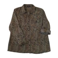 Vintage Notations Leopard Print Button Up Blouse – Size 2X