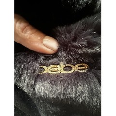 Y2K Bebe Faux Fur Womans M Crop Bommer Jacket Black Pom Poms Rhinestones RARE