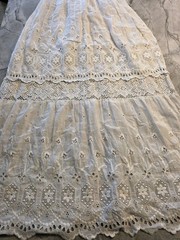 Antique Edwardian White Cotton Lawn Gown Embroidered Eyelet Lace Tea Dress XS