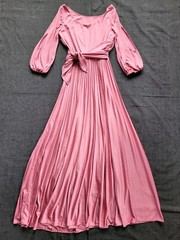 Vintage 70’s Greek Goddess Dress Rose Pink Evening Gown Retro Size S/M