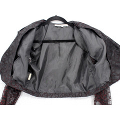 Sue Wong Bolero Jacket Medium Black Burgundy Lace Velvet Sequin Beaded Fringe