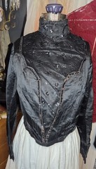 Black Victorian SilkBlend Bodice w/ Black Lace Dickie/Cuffs & Glass Beading READ