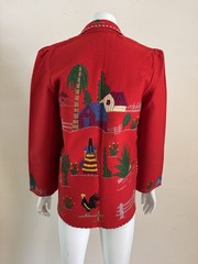 1940s Vtg Mexican Wool Embroidered Tourist Souvenir Jacket 40s Folk Art