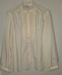 Vintage 80’s Rhapsody Cream Frilly Lace Ruffled Renaissan Victorian Blouse Sz 38