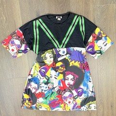 90s Pop Art Shirt Dress Funky Retro One Size