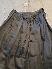 C 1870’S BLACK Boned BODICE HANDMADE LACE EDGING AND Skirt Edwardian Victorian