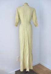 Vtg 30s 40s NY Institute green rayon crepe long dress left TALON zip pockets S