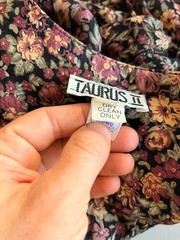Vintage 80s Taurus II Size 8 Dark Floral Dress Smocked Waist Union Made