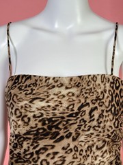1990s-Y2K ONYX NITE LEOPARD Print Formal Dress with Asymmetrical Hem. S-M