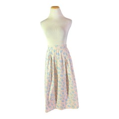 Vintage Selections by Manor House 25″ Waist Skirt Cotton Floral Pink Pleated