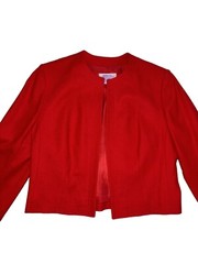 Vtg Pendleton Women Jacket Sz 10P Virgin Wool Red Cropped Blazer USA Open Front