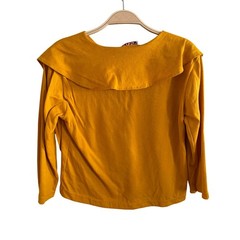 The In Club Vintage Mustard Yellow Ruffle Sailor Collar Button Top Size 8 USA