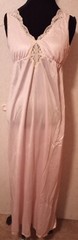 2 Vintage FANCY ME Sz S Pink Nylon Sheer Cream Lace Long Nightgown Slip Dress